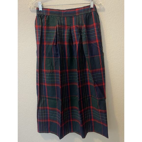 Vintage Pendleton 100% Virgin Wool Maxi Skirt Red Green Holiday Plaid Tartan 10 - Picture 1 of 6